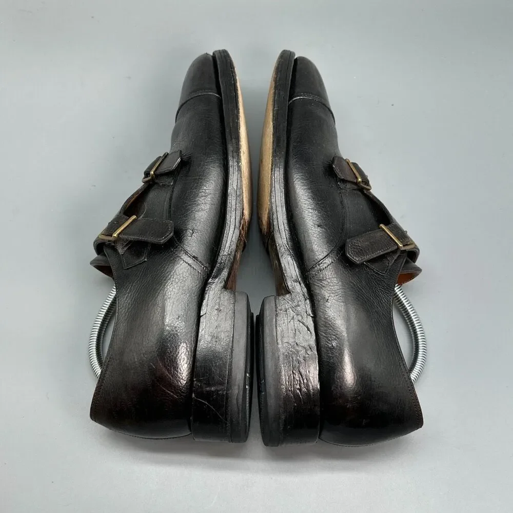 John Lobb William Mens 8.5 Black Leather Dress Shoes Double Monk Strap Slip-On